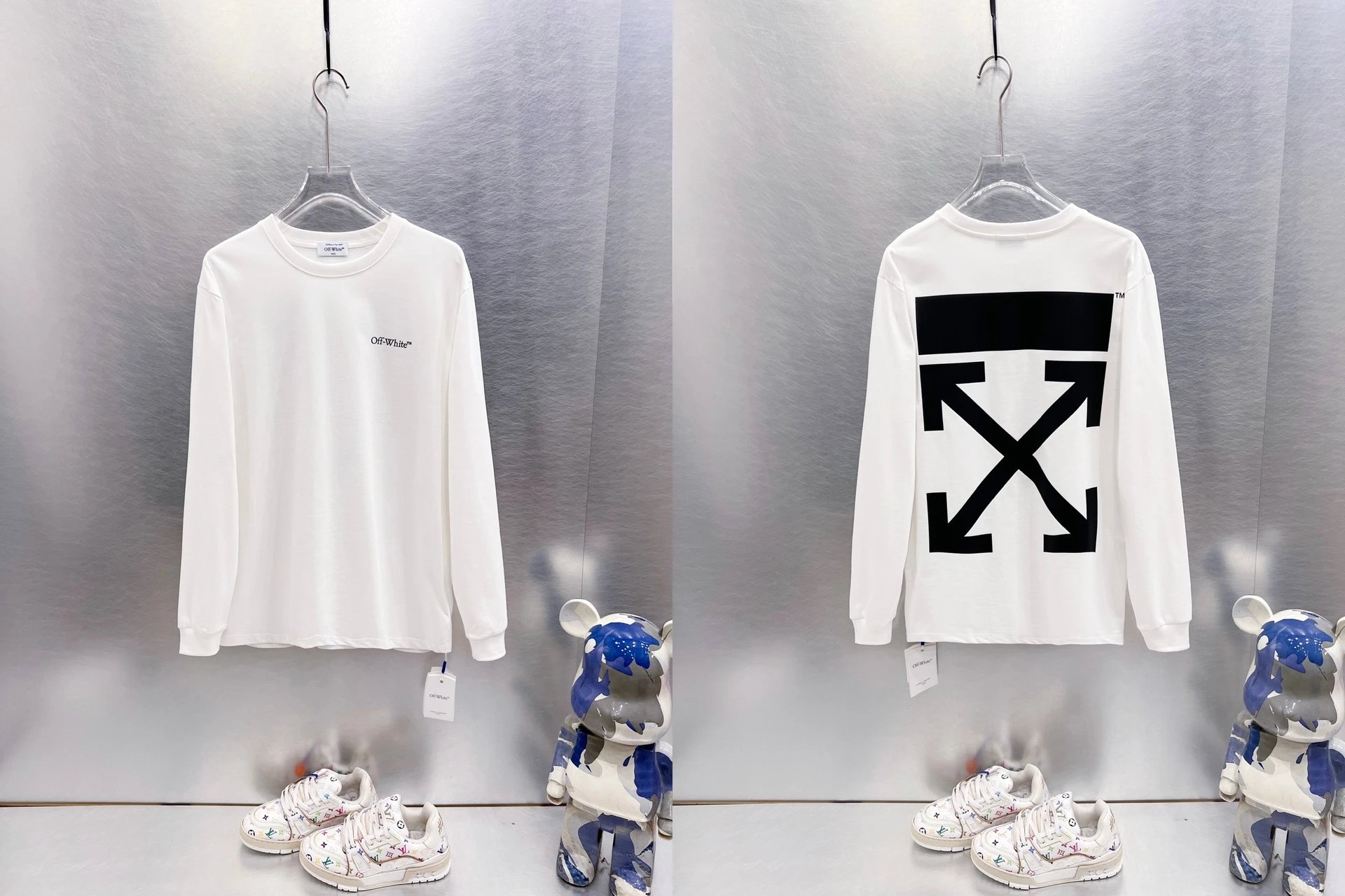Off-White T-Shirts Long-Sleeve Graphic Arrow T-Shirt — 9638 white