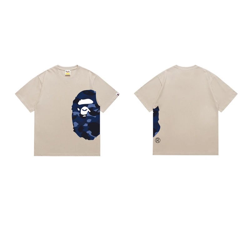 A BATHING APE T-Shirts Side Head Graphic — 1327 Khaki