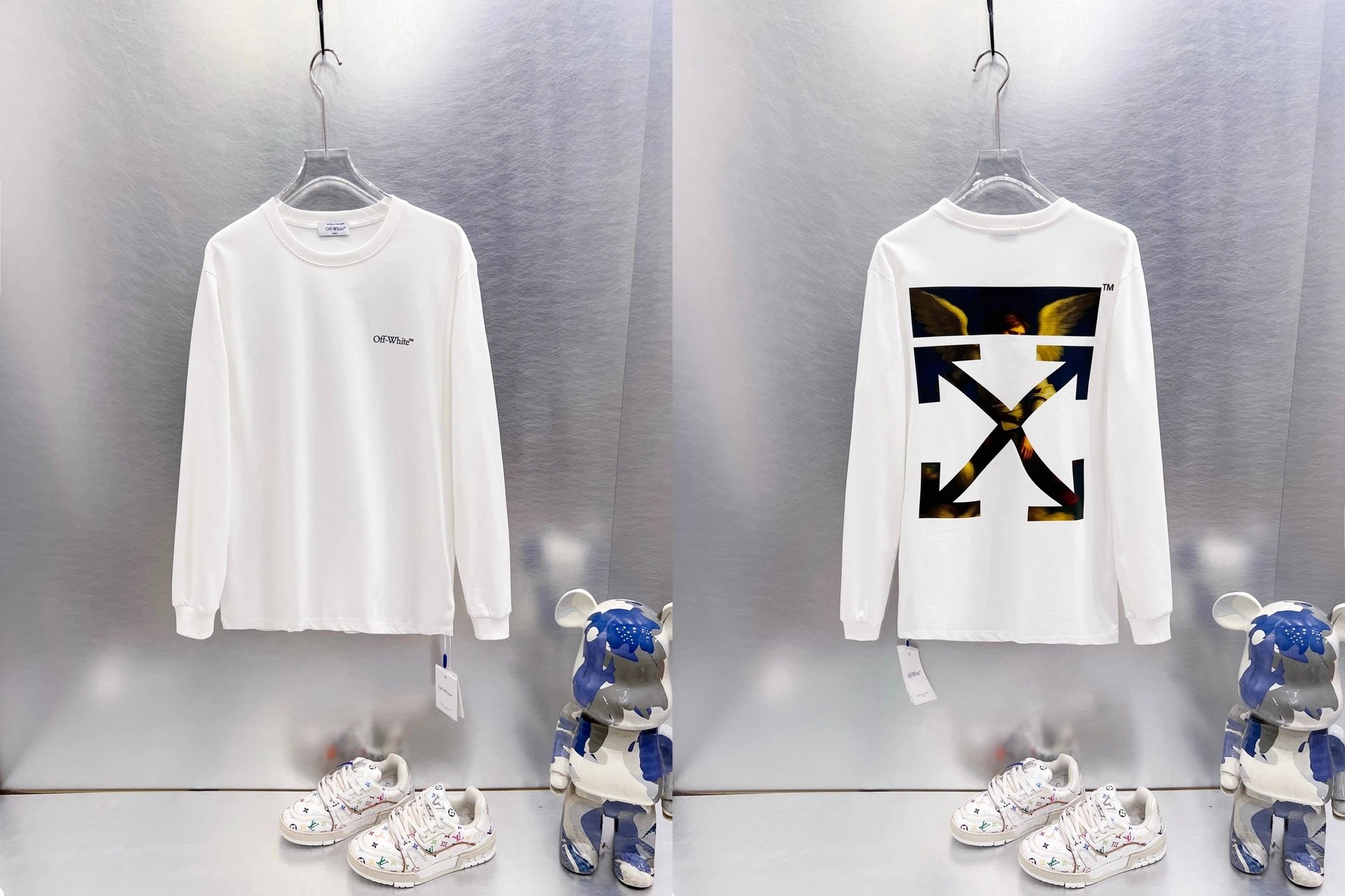 Off-White T-Shirts Long-Sleeve Graphic Arrow T-Shirt — 9639 white