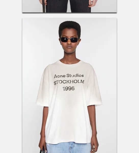 Acne Studios Logo Print White T-Shirt - 36