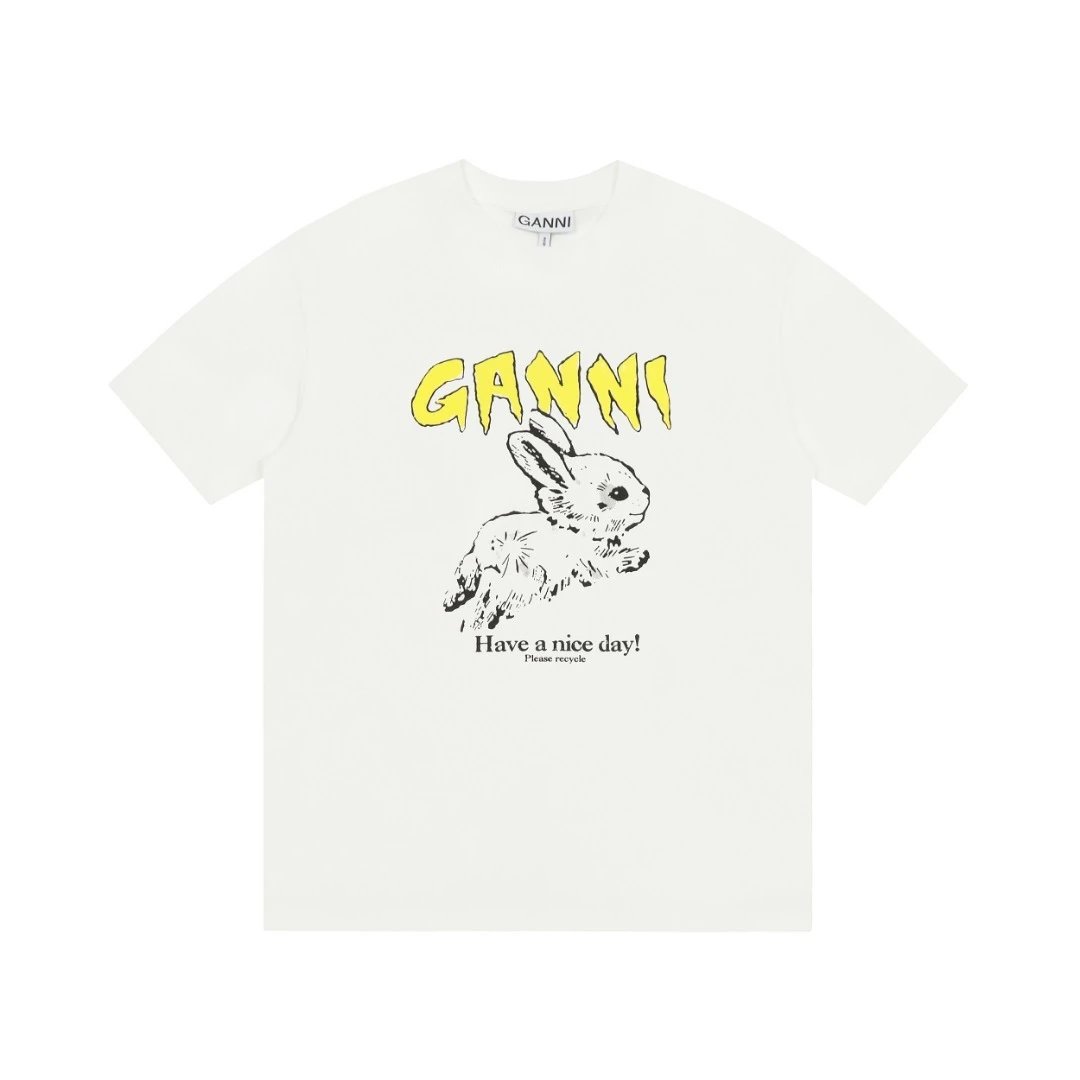 GANNI T-Shirts Graphic Print Short-Sleeve T-Shirt — GA60