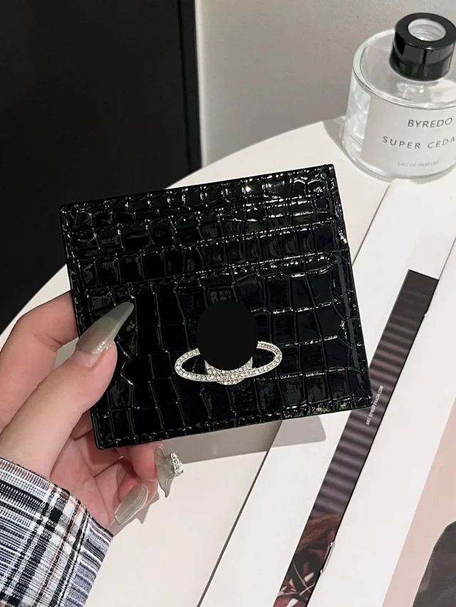 Unbranded Wallets & Card Holders Crocodile-embossed cardholder with rhinestone orbit ornament product detail image 2