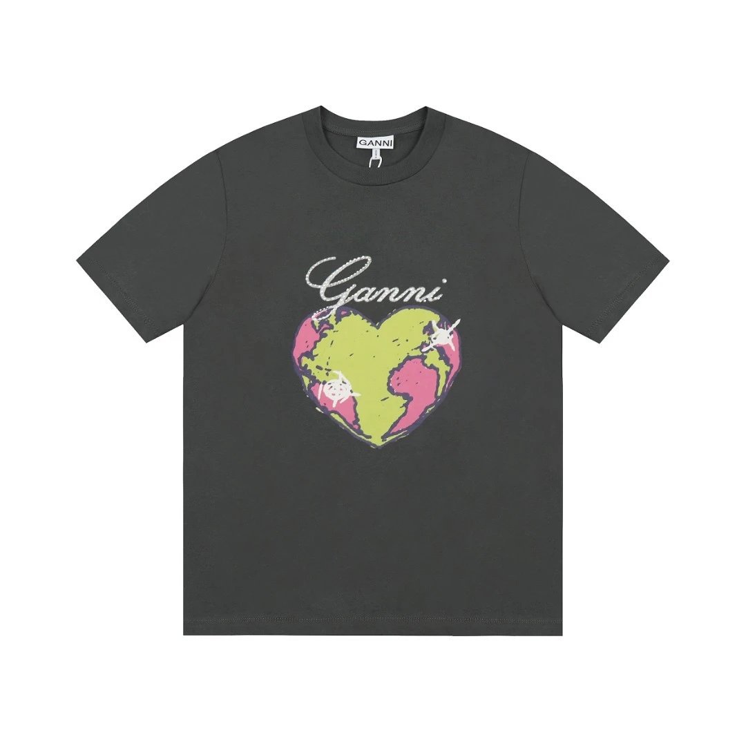 GANNI T-Shirts Graphic Print Short-Sleeve T-Shirt — 38