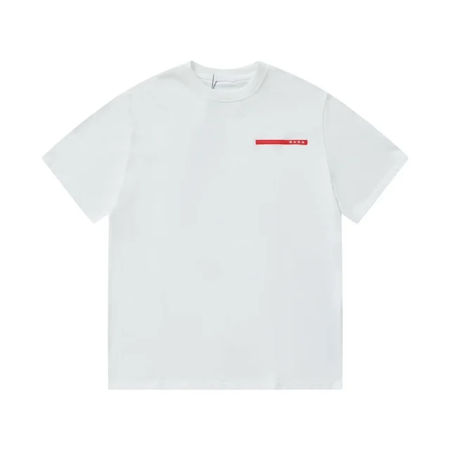 Prada T-Shirts Crew-neck T-shirt with triangular logo plaque product detail image 23