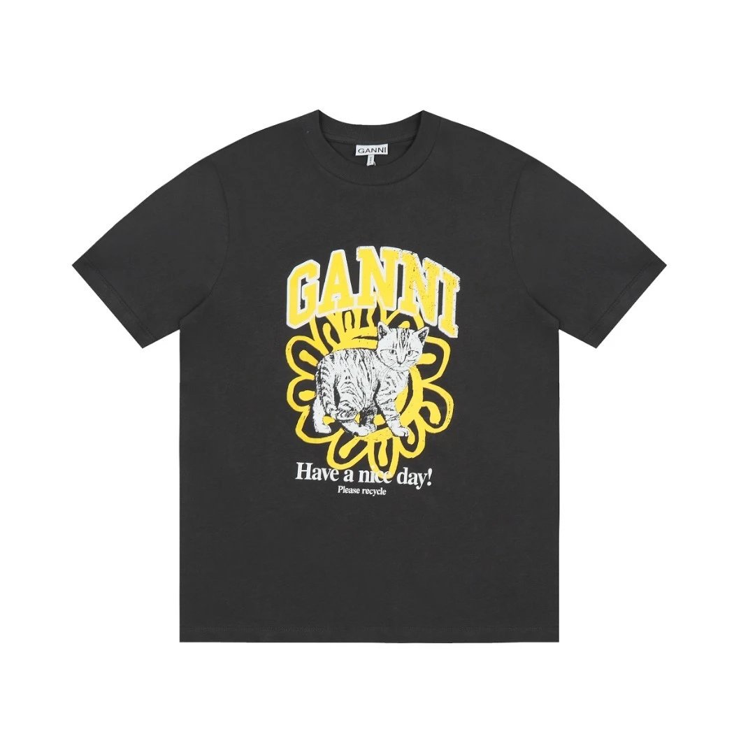 GANNI T-Shirts Graphic Print Short-Sleeve T-Shirt — 19