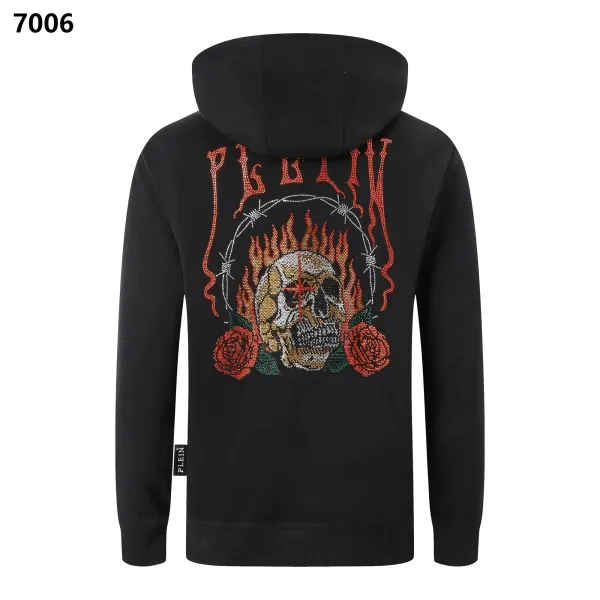 Philipp Plein Skull Embroidered Hoodie Black - 1