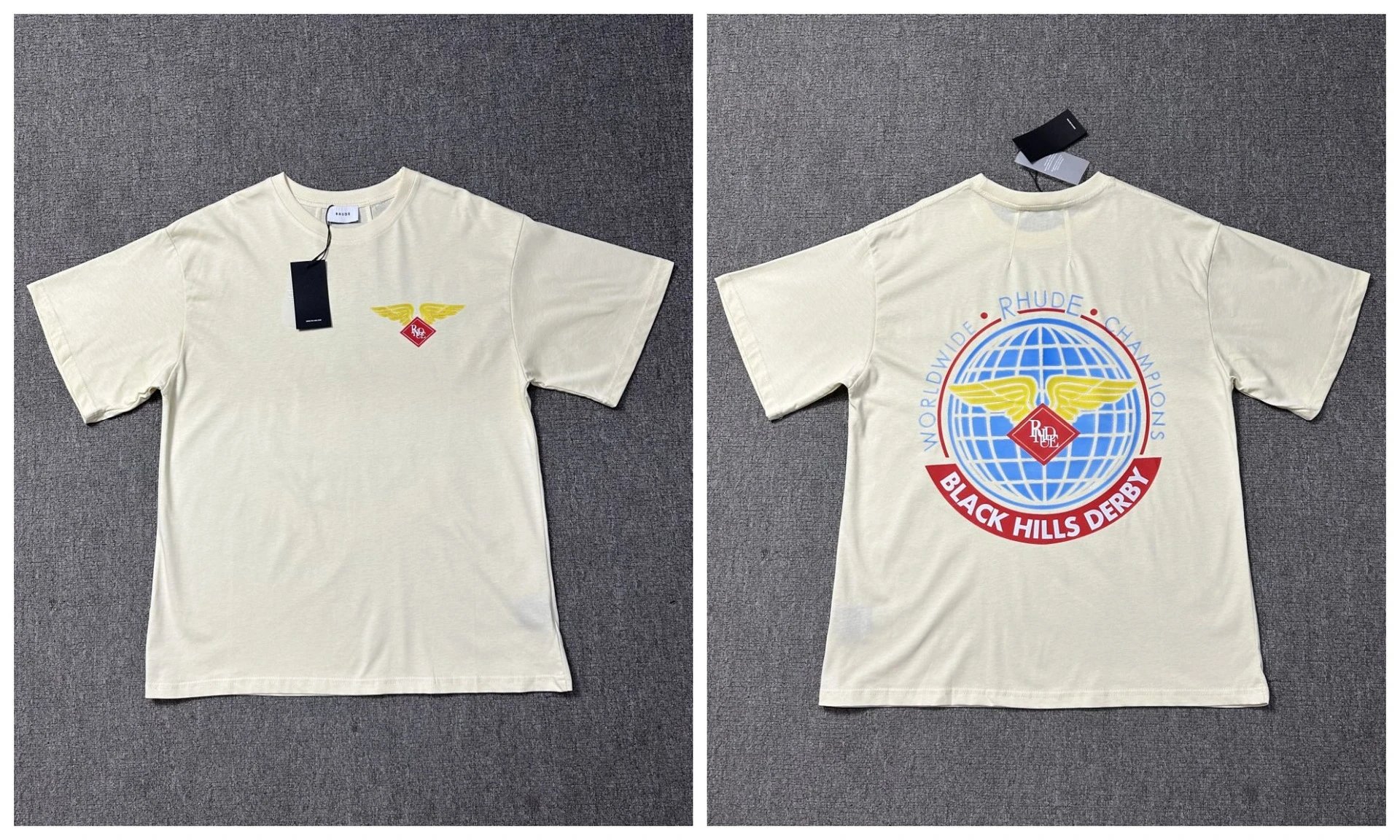 Rhude T-Shirts Cannes graphic print — 1200 Beige apricot