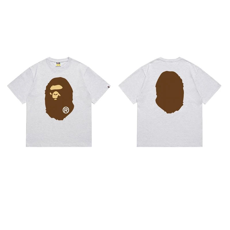 BAPE T-Shirts Short-Sleeve Ape Head Graphic — 175 Heather Gray