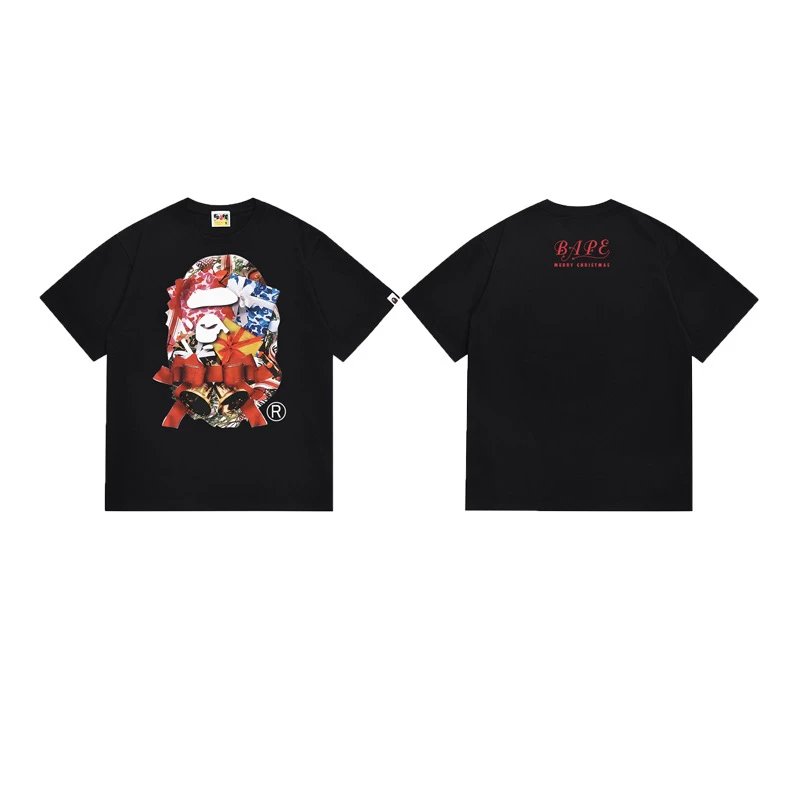 A BATHING APE T-Shirts Graphic Print T-Shirt — 113 black