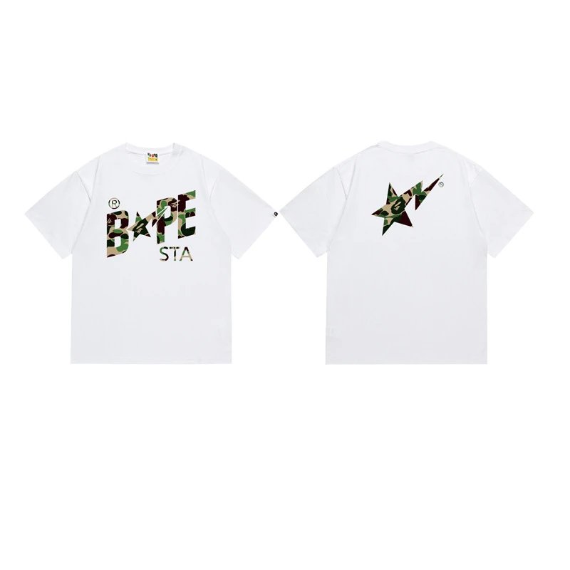 A BATHING APE T-Shirts Graphic Print T-Shirt — 116 white and green