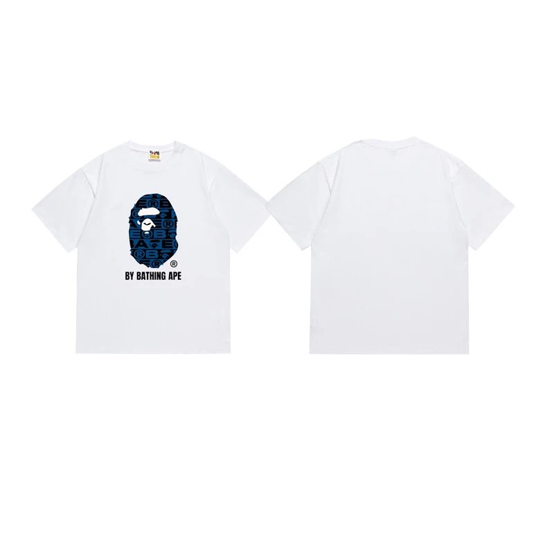 A BATHING APE T-Shirts Graphic Print T-Shirt — 120 white and blue