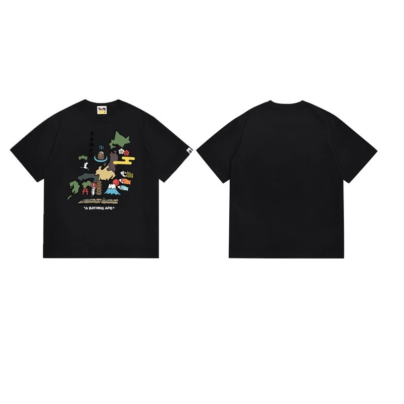 A BATHING APE T-Shirts Graphic Print T-Shirt — 128 black