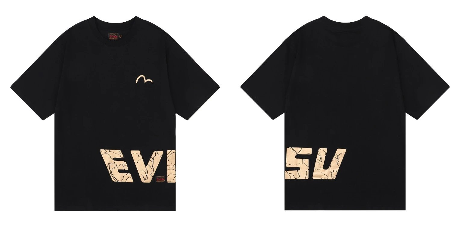 Evisu T-Shirts Short-Sleeve Graphic T-Shirt — QC 015 Black
