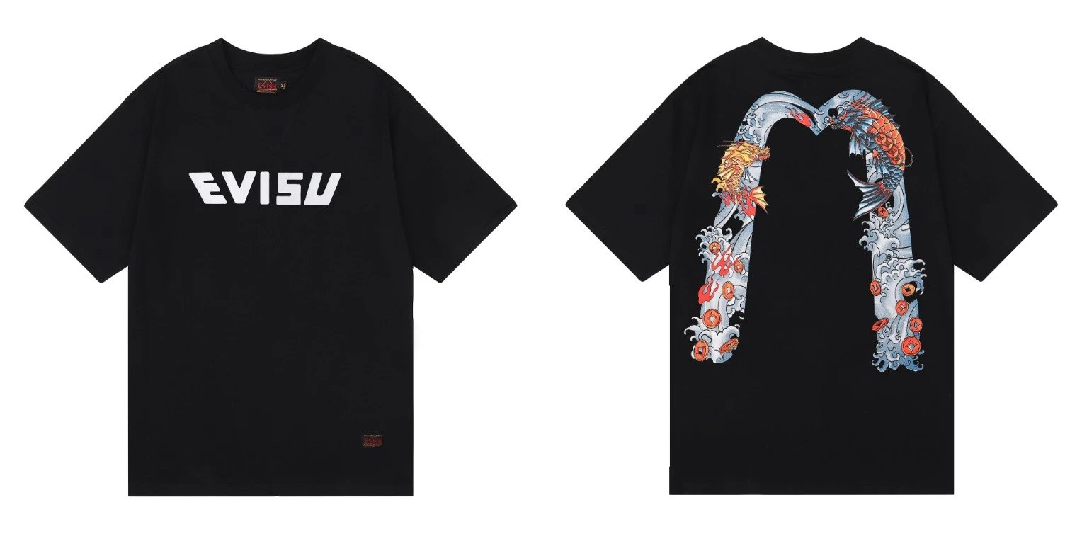 Evisu T-Shirts Short-Sleeve Graphic T-Shirt — QC 011 Black