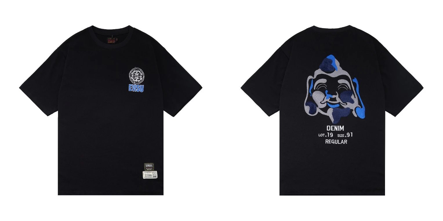 Evisu T-Shirts Short-Sleeve Graphic T-Shirt — QC 07 Black