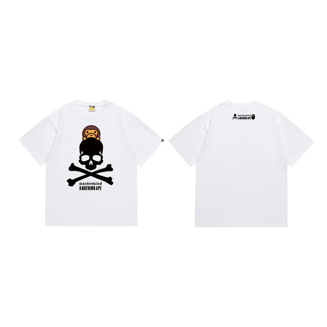 BAPE T-Shirts Short-Sleeve Ape Head Graphic — 177 white