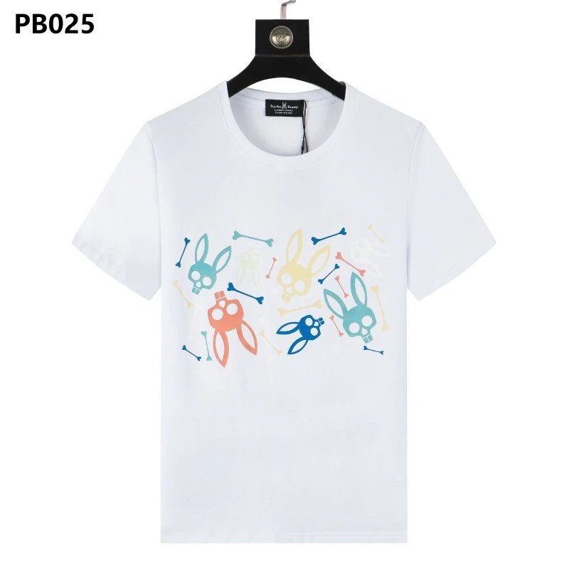 Psycho Bunny T-Shirts Rabbit skull graphic short-sleeve — PB025 White