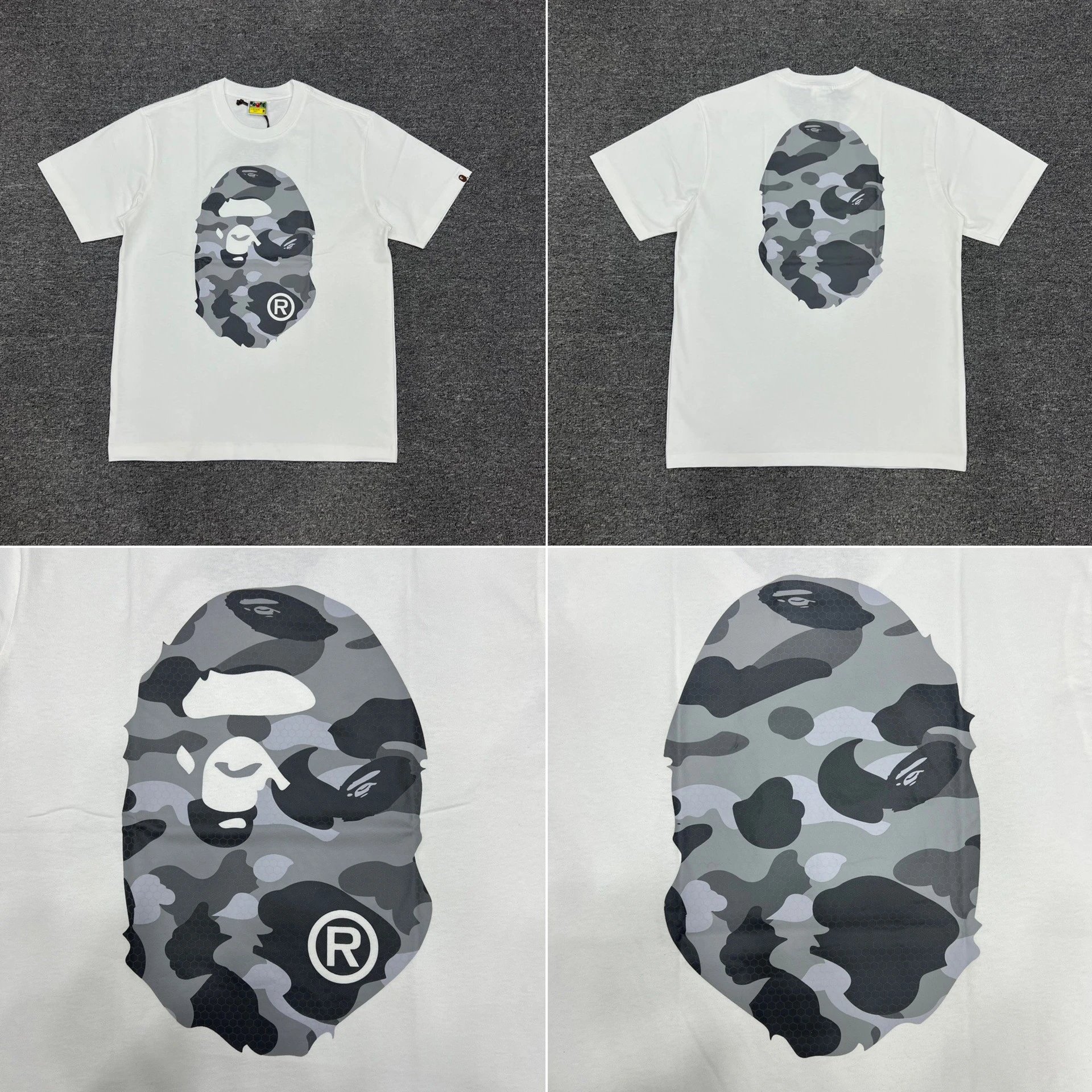 A Bathing Ape T-Shirts Short-Sleeve Head Graphic T-Shirt — XX026 White Ash
