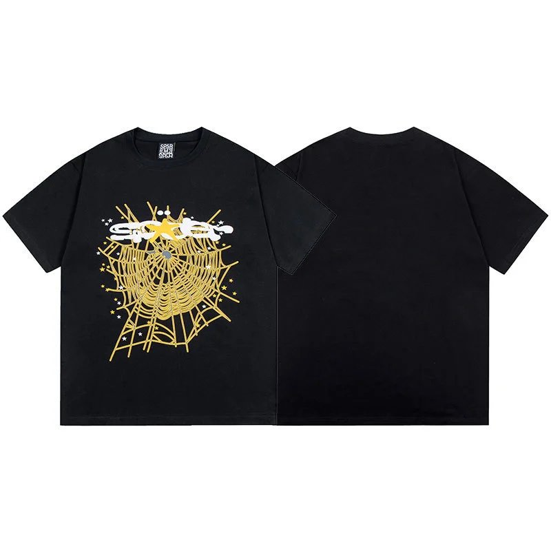 Sp5der T-Shirts Graphic Print — S15 Black