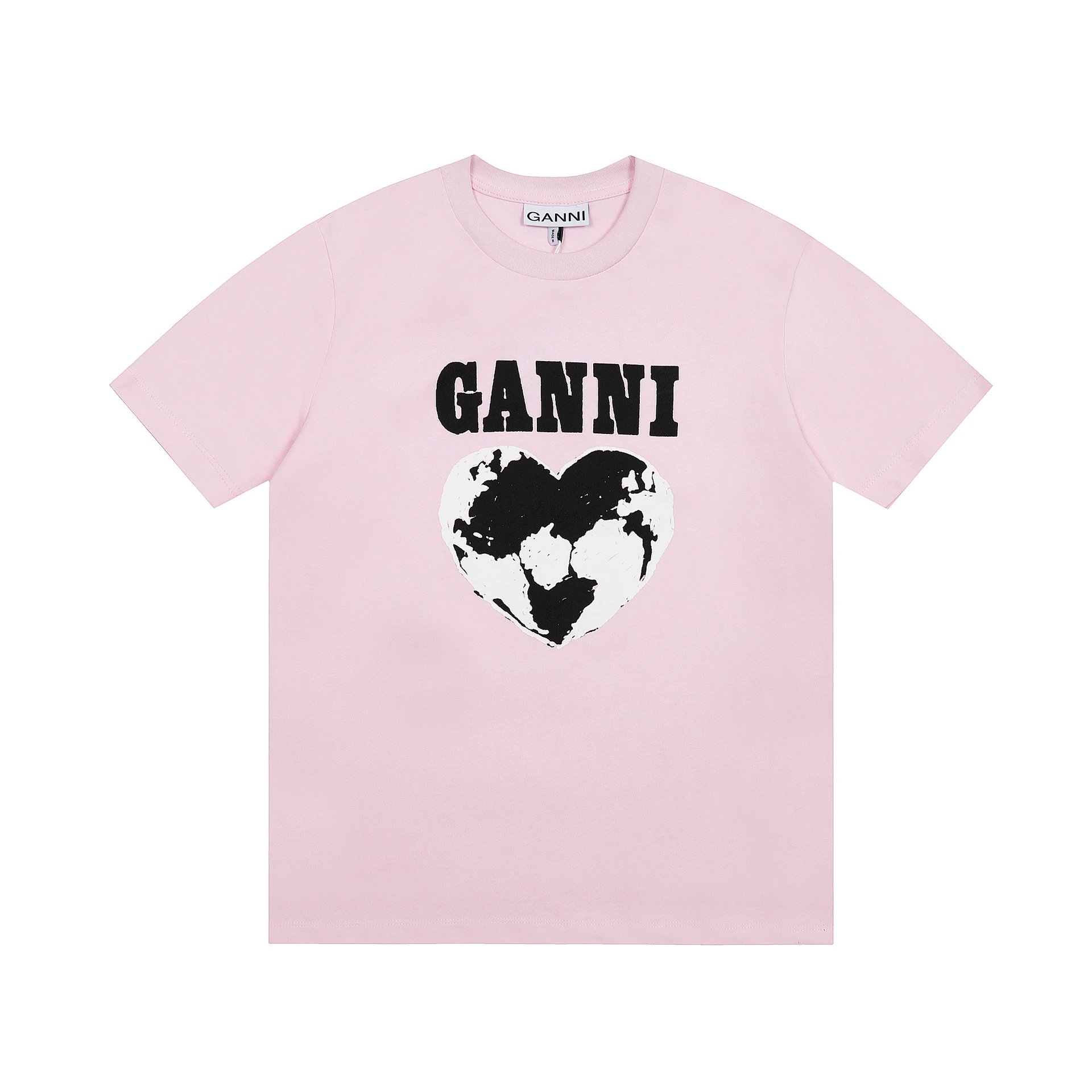 GANNI T-Shirts Graphic Print Short-Sleeve T-Shirt — GA 68 Pink