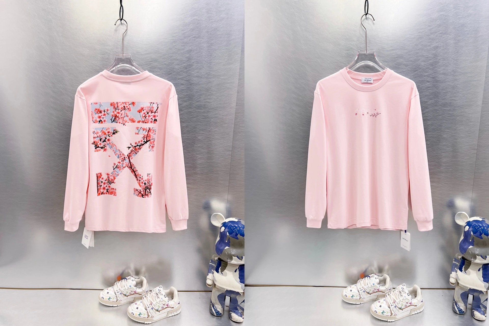Off-White T-Shirts Long-Sleeve Graphic Arrow T-Shirt — 9635 Pink