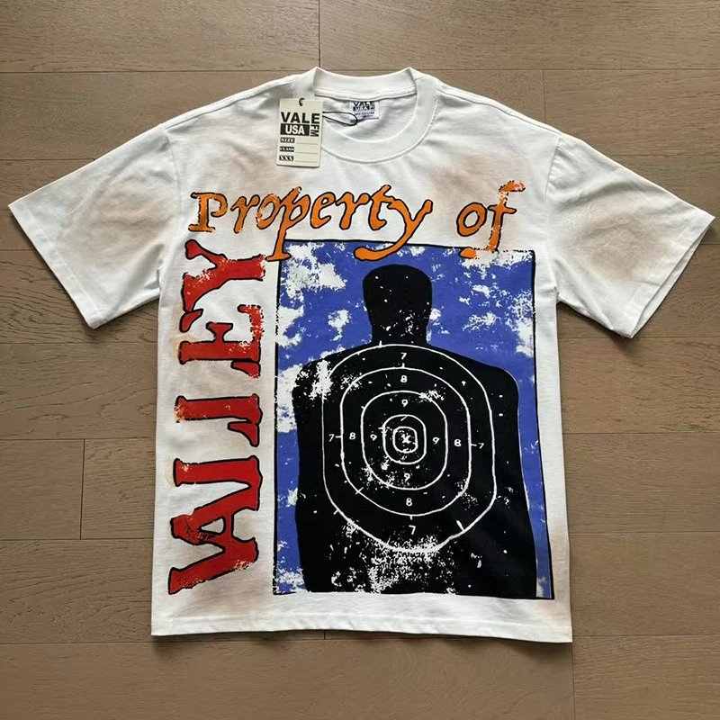 VALE USA T-Shirts Washed Rhinestone Graphic Short-Sleeve T-Shirt — 8100 washed white