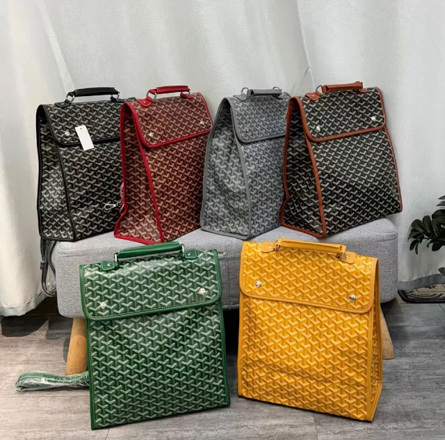 Goyard Backpacks Chevron-pattern flap backpack with top handle product detail image 1
