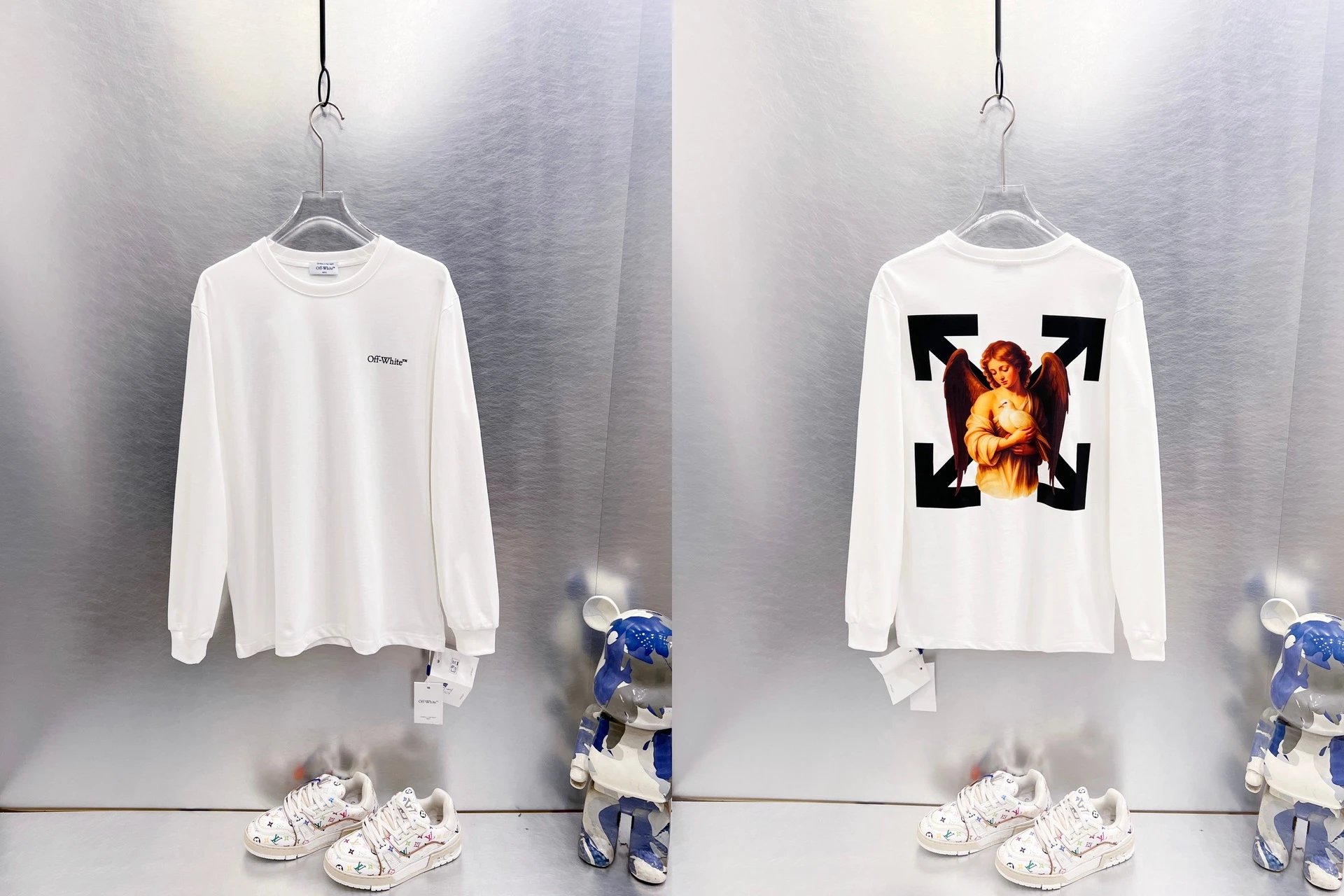 Off-White T-Shirts Long-Sleeve Graphic Arrow T-Shirt — 9632 white