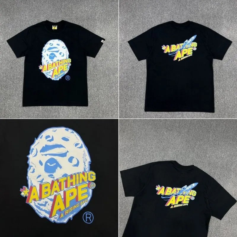 A Bathing Ape T-Shirts Head Graphic T-Shirt — Black 769