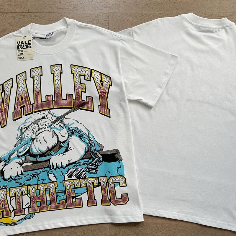 VALE USA T-Shirts Washed Rhinestone Graphic Short-Sleeve T-Shirt — 8113 Washed white