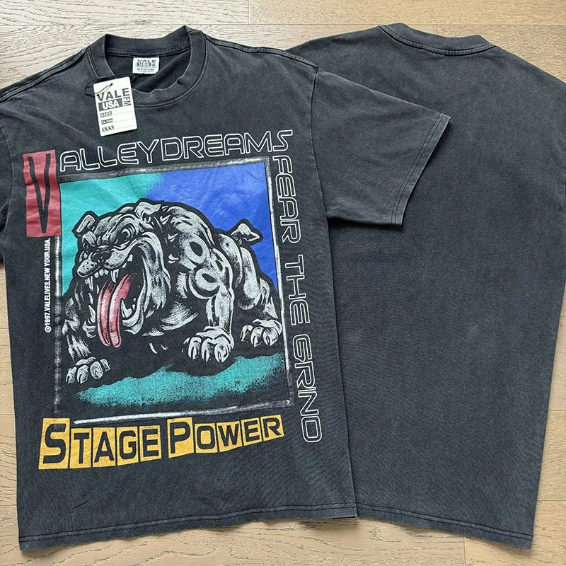 Vale Lives T-Shirts Washed graphic short-sleeve T-shirt — 8156 Washed black