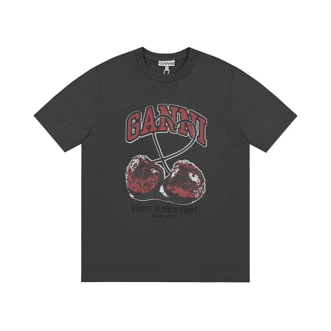 GANNI T-Shirts Graphic Print Short-Sleeve T-Shirt — GA56