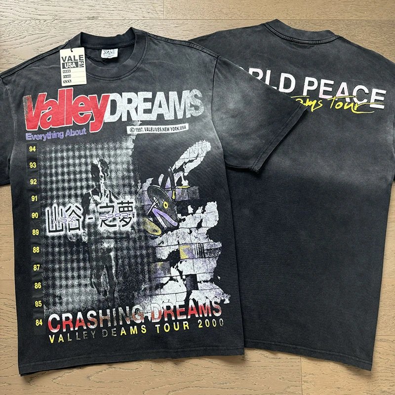 Vale Lives T-Shirts Washed graphic short-sleeve T-shirt — 8159 Washed black