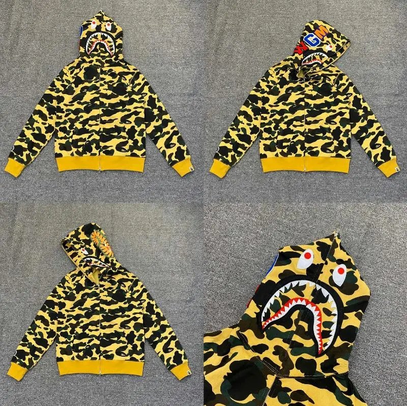 A Bathing Ape Hoodies & Sweatshirts Shark full-zip camouflage hoodie — XX121 Camouflage Yellow