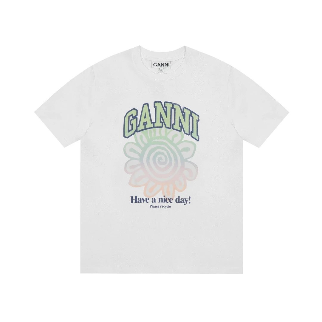 GANNI T-Shirts Graphic Print Short-Sleeve T-Shirt — 34