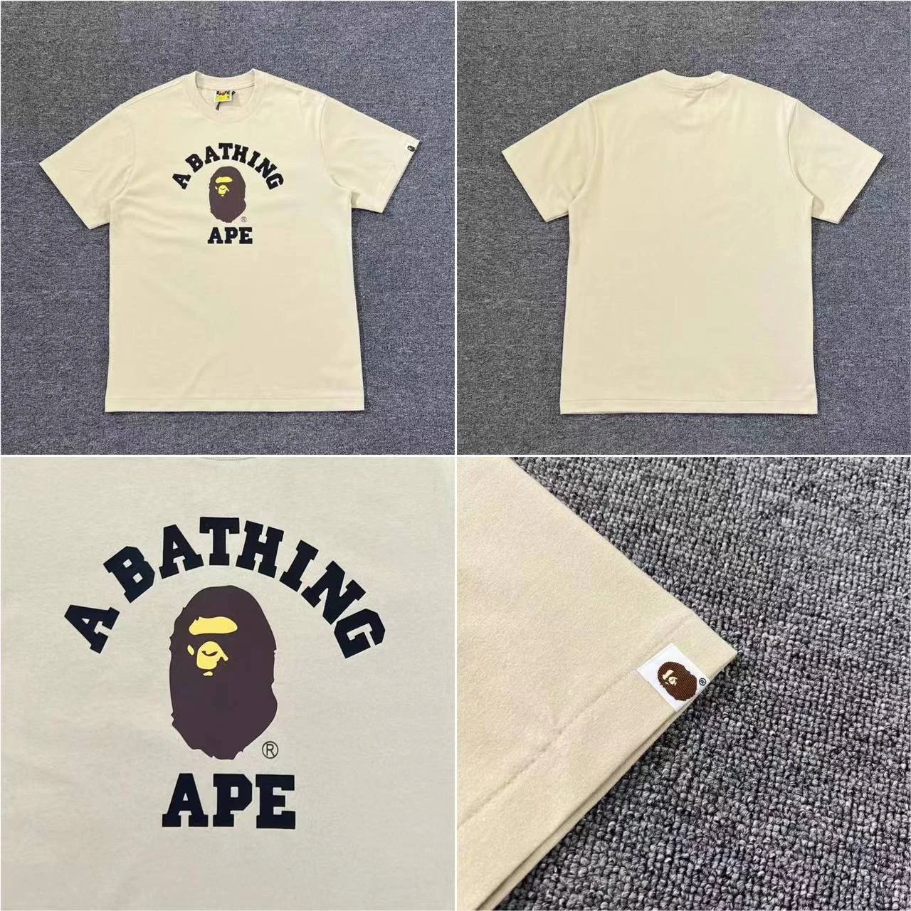 A Bathing Ape T-Shirts Short-Sleeve Head Graphic T-Shirt — XX253 Apricot Color