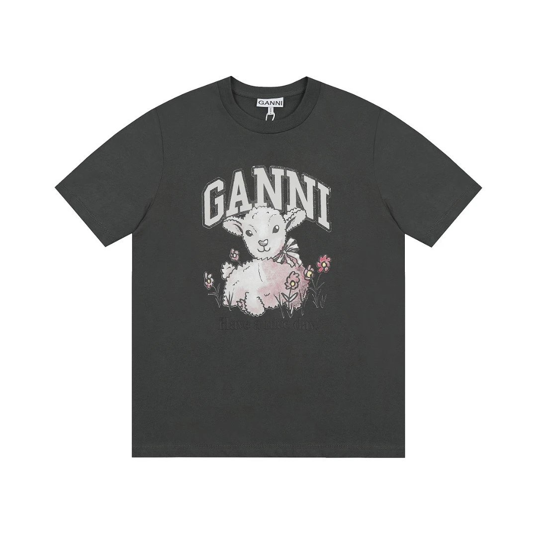 GANNI T-Shirts Graphic Print Short-Sleeve T-Shirt — 26