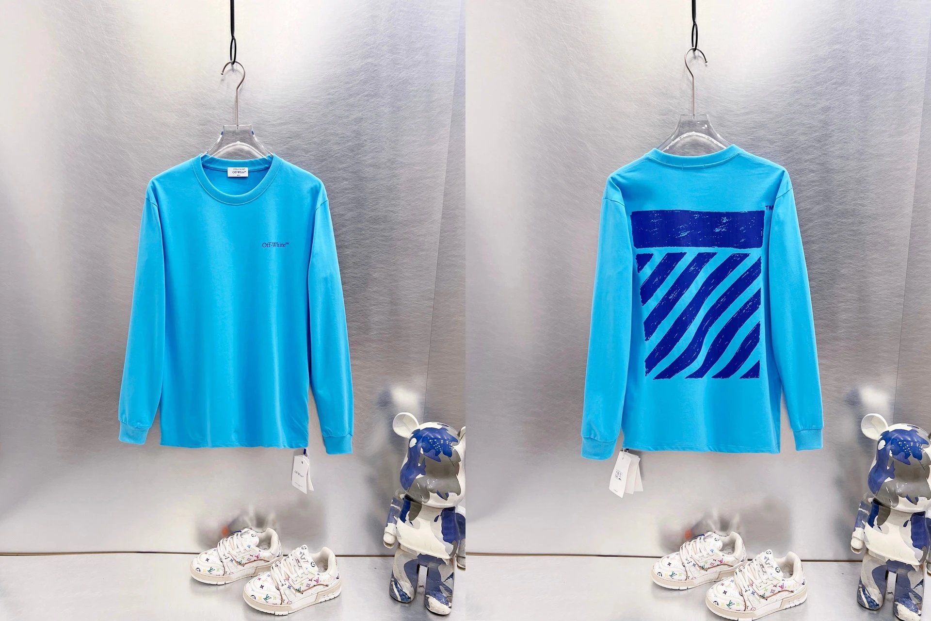 Off-White T-Shirts Long-Sleeve Graphic Arrow T-Shirt — 9633 Blue