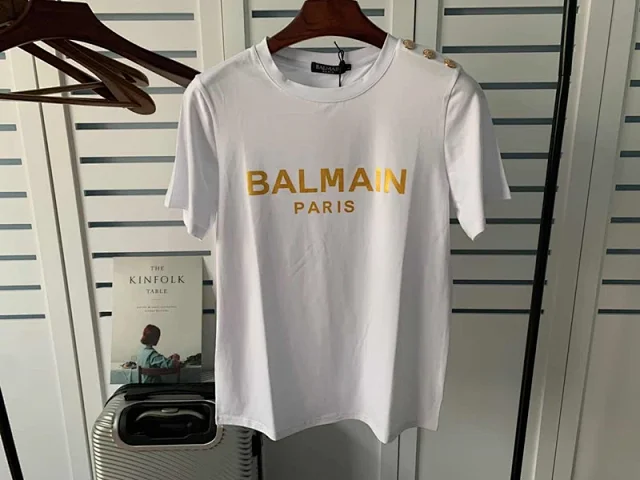 Balmain T-Shirts Logo-print short-sleeve T-shirt with shoulder buttons product detail image 32