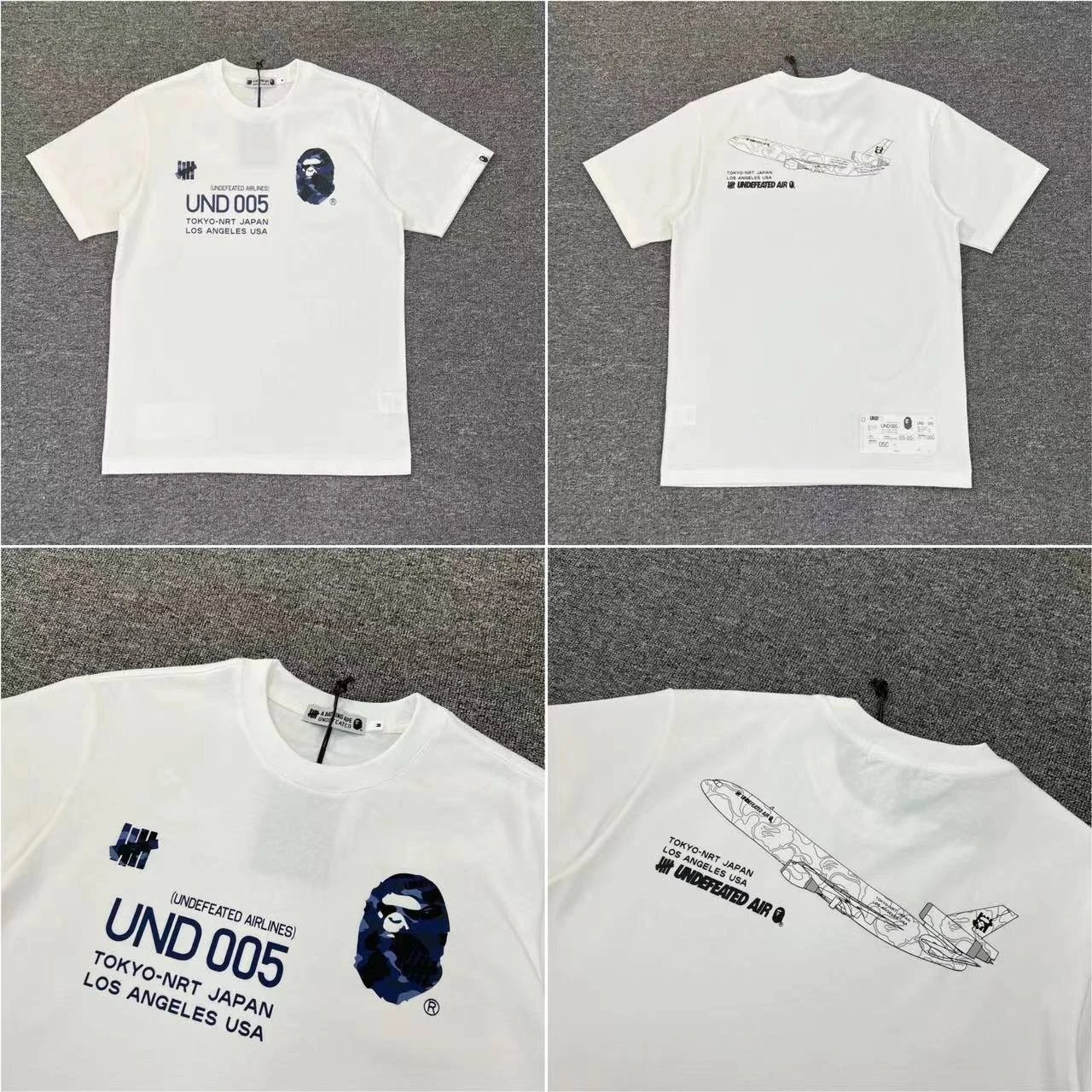 A Bathing Ape T-Shirts Short-Sleeve Head Graphic T-Shirt — 222 White and blue