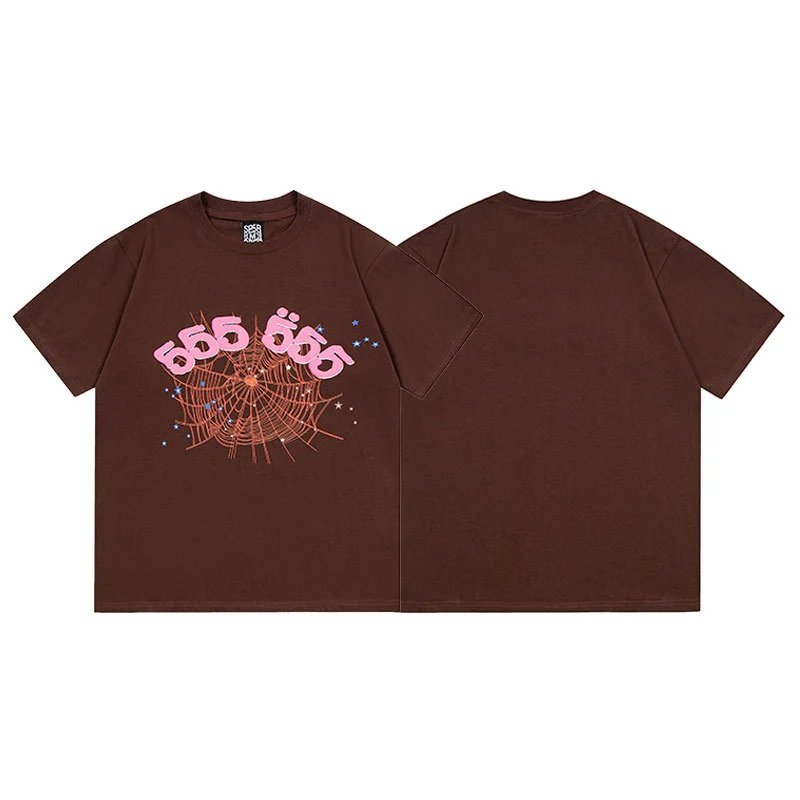 Sp5der T-Shirts Graphic Print — S 11 Coffee color