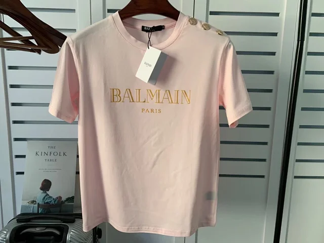 Balmain T-Shirts Logo-print short-sleeve T-shirt with shoulder buttons product detail image 28