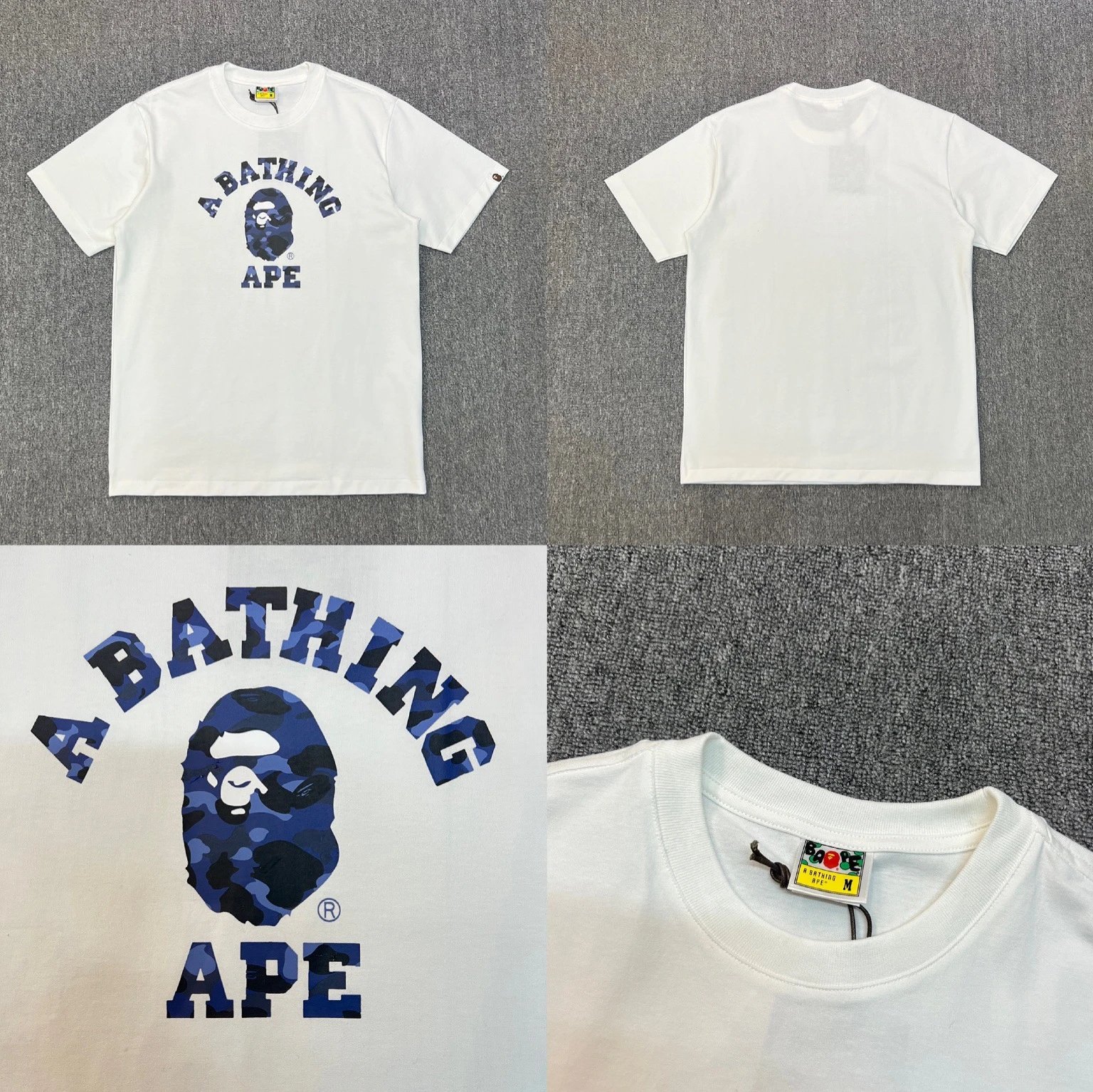 BAPE T-Shirts Short-Sleeve Graphic T-Shirt — XX085 white and blue