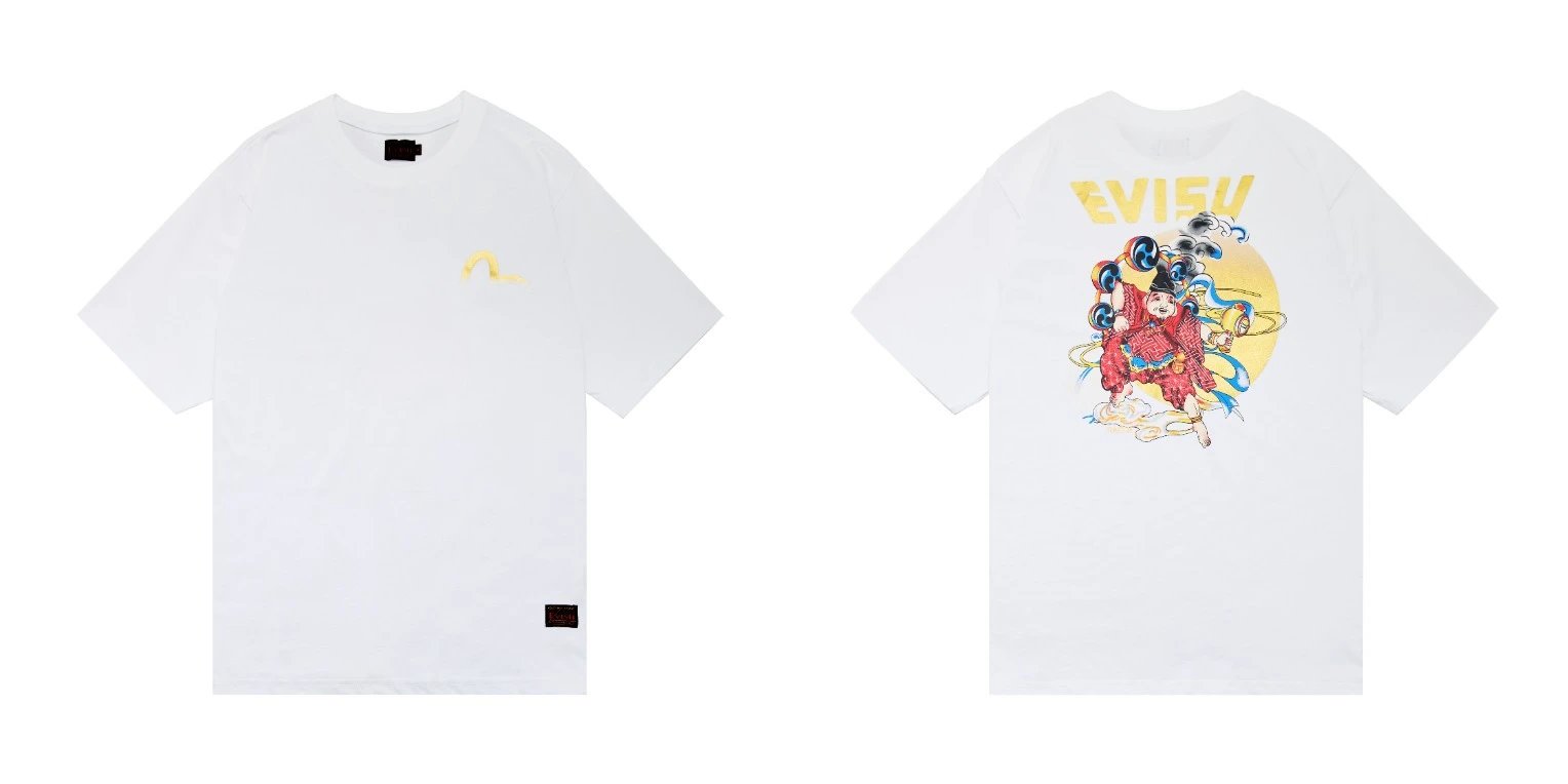 Evisu T-Shirts Short-Sleeve Graphic T-Shirt — QC 017 white