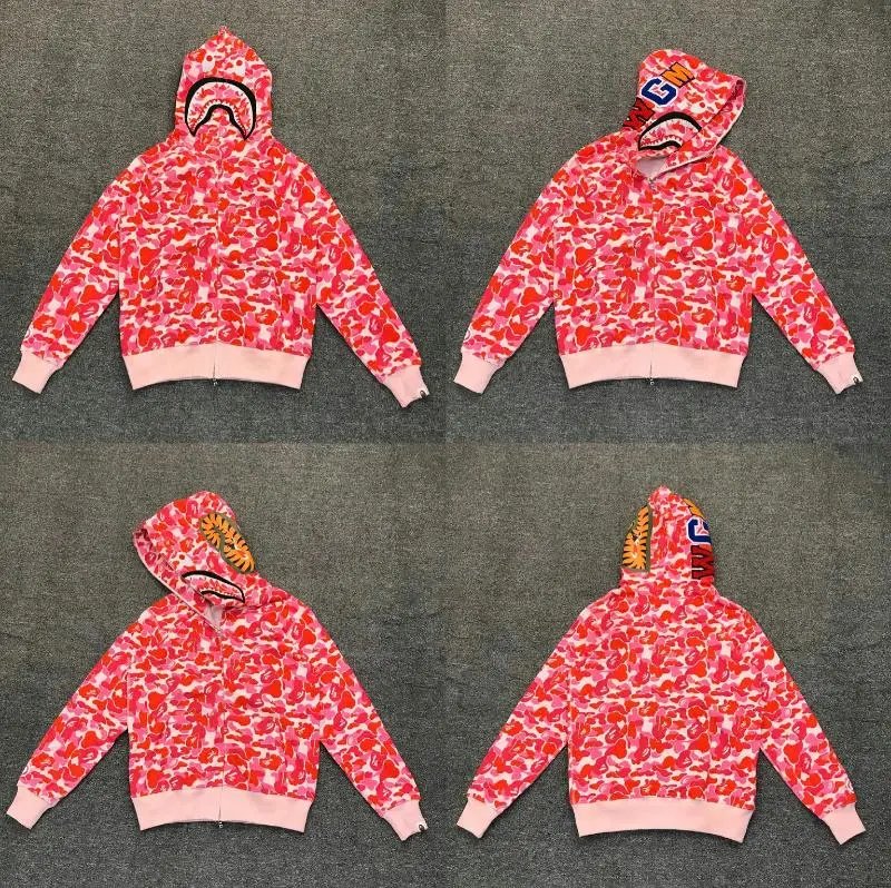 A Bathing Ape Hoodies & Sweatshirts Shark full-zip camouflage hoodie — XX181 pink