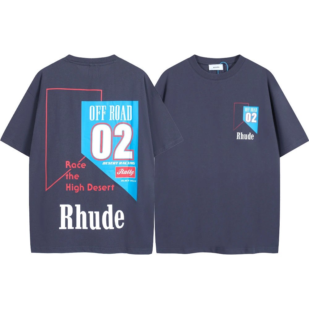 Rhude T-Shirts Graphic Print Short-Sleeve T-Shirt — 8037 gray coffee