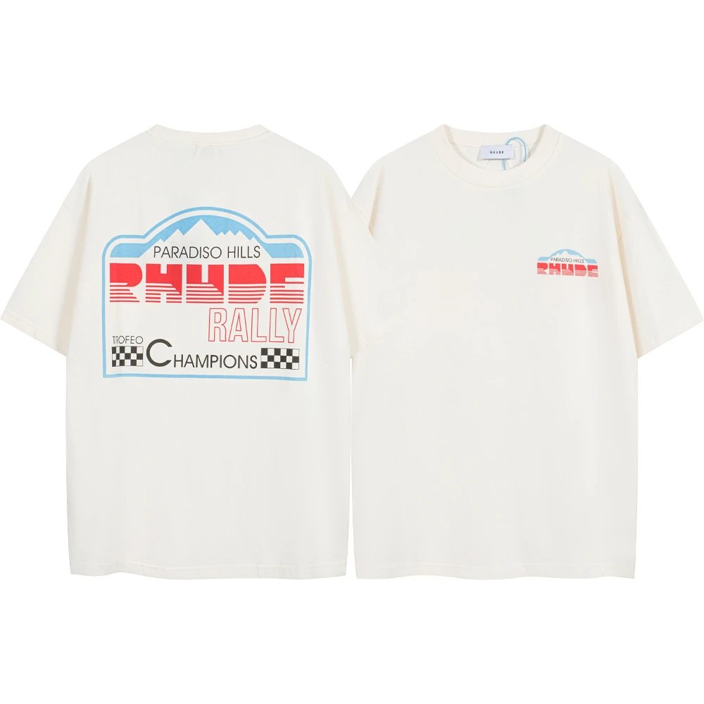Rhude T-Shirts Graphic Print Short-Sleeve T-Shirt — 8039 white