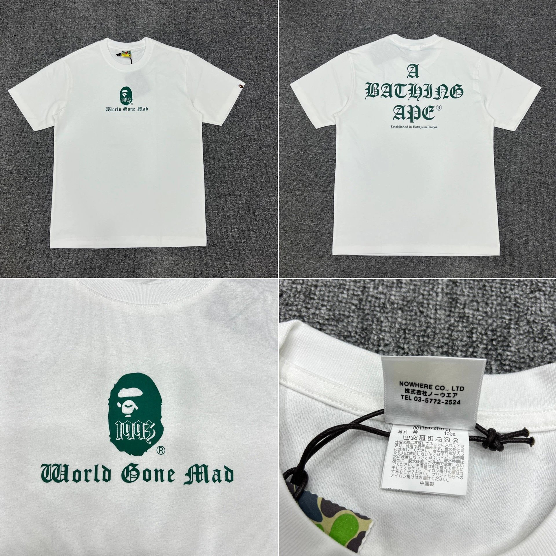A Bathing Ape T-Shirts Short-Sleeve Head Graphic T-Shirt — 028 White