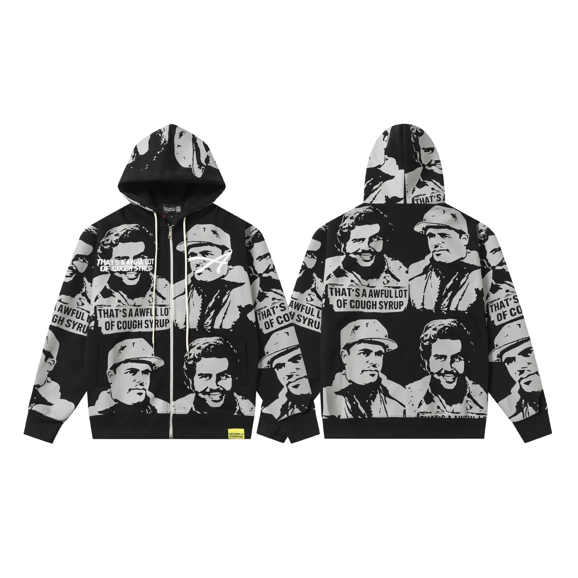 Deno Studio Hoodies & Sweatshirts That's a Awful Lot of Cough Syrup Graphic Pullover Hoodie — 0001 black