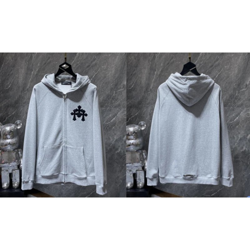 Chrome Hearts Hoodies & Sweatshirts Zip-Up with Cross Graphics — 8652 gray